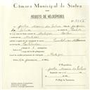 Registo de velocípede de marca Pombal com motor, com o nº 5558, em nome de Júlio Maria da Silva, morador em Meleças.