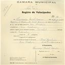 Registo de velocípede de marca Oriental, com o nº 111, em nome de Lourenço Pardal Amaro, morador em Pero Pinheiro.