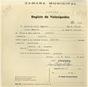 Registo de velocípede de marca Saltley, com o nº 818, em nome de Maximino Neves Perpetuo, morador em Assafora.