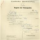 Registo de velocípede de marca Alfa, com o nº 83, em nome de João Lloyd, morador em Ponte Redonda.