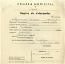 Registo de velocípede de marca Vilar, com o nº 3433, em nome de Hermenegildo Severiano, morador em Fontanelas.