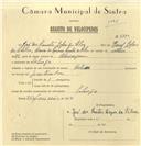 Registo de velocípede de marca Helios, com o nº 6832, em nome de José dos Santos Lopes da Silva, morador em Sabugo.