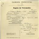 Registo de velocípede de marca Regina Especial, com o nº 1155, em nome de Veríssimo Antunes Vistas, morador em Cortegaça.