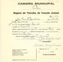 Registo de um veiculo de quatro rodas tirado por três animais de espécie muar destinado a transporte de mercadorias em nome de José Vicente Roussado, morador em Mourão.