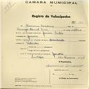 Registo de velocípede com o nº 375, em nome de Maximino Corredoura, morador em Covas de Ferro.