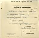 Registo de velocípede de marca Olga, com o nº 580, em nome de Eleutério da Silva Gomes, morador em Várzea de Sintra.