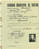 Registo de matricula de velocipedista em nome de José Marques Dionísio, morador em Rio Mouro, com o nº de inscrição 1631.