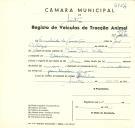 Registo de um veiculo de duas rodas tirado por um animal de espécie muar destinado a transporte de mercadorias em nome de Ermelinda da Conceição, moradora na Idanha.