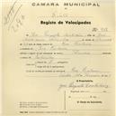 Registo de velocípede de marca Toman, com o nº 768, em nome de José Pesquita Cantadeiro, morador em Pero Pinheiro.
