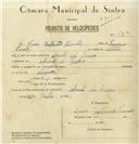 Registo de velocípede com o nº 8113, em nome de Luís Estevão Simões, morador em Aruil de Baixo.