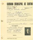 Registo de matricula de velocipedista em nome de Domingos Valentim Caracol, morador em Bolembre, com o nº de inscrição 1969.