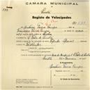 Registo de velocípede com o nº 691, em nome de António Paiva Campos, morador em S. Pedro de Sintra.