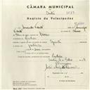 Registo de velocípede de marca Sprinter, com o nº 4300, em nome de Armando Vicente, morador em Rinchoa.