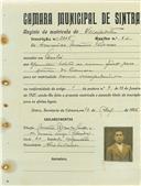 Registo de matricula de velocipedista em nome de Francisco António Pedroso, morador no Linhó, com o nº de inscrição 1116.