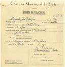 Registo de velocípede de marca Nacional, com o nº 7728, em nome de Alexandre José Rodrigues, morador em Assafora.