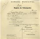 Registo de velocípede com o nº 630, em nome de Francisco Jesus Nunes, morador em Almoçageme.