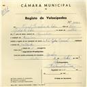 Registo de velocípede de marca L.R.S., com o nº 4160, em nome de Miguel Gonçalves da Silva, morador em Agualva.