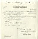 Registo de velocípede com o nº 5059, em nome de Alvito da Cruz Cardoso, morador em Chilreira.