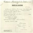 Registo de velocípede de marca L.R.S., com o nº 4620, em nome de Manuel António Domingos, morador em Vale de Lobos.