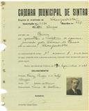 Registo de matricula de velocipedista em nome de Walter Borges, morador no Cacém, com o nº de inscrição 1590.