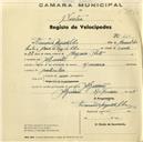 Registo de velocípede com o nº 610, em nome de Edmundo Augusto Silva, morador em Algueirão.
