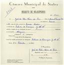Registo de velocípede com o nº 5420, em nome de João da Silva Vieira dos Reis, morador em Estrada de Carenque.