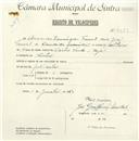 Registo de velocípede com o nº 4689, em nome de Armando Domingues Tomás, morador em Sintra.