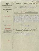 Ofício dirigido ao Administrador do Concelho de Sintra, proveniente da Secção de Cadastro de Armamento, Tenente Coronel Fernando Cardoso de Albuquerque, referente à venda de uma espingarda que José António Micael fez a Aureliano de Oliveira.