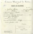 Registo de velocípede de marca Nacional, com o nº 4985, em nome de José Pinto Perpetuo, morador em Cabriz.