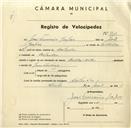 Registo de velocípede com o nº 3409, em nome de José Francisco Gaspar, morador em Cabrela.