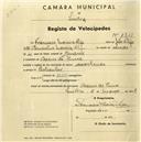 Registo de velocípede com o nº 1243, em nome de Francisco Moreira Filipe, morador em Cacem de Cima.
