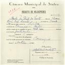 Registo de velocípede com o nº 5449, em nome de Carlos José Pinto dos Santos, morador em Carenque.