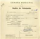 Registo de velocípede de marca J.M.S., com o nº 3224, em nome de Leandro Alves, morador em Pero Pinheiro.