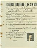 Registo de matricula de velocipedista em nome de António Matias Rocha, morador em Lameiras, com o nº de inscrição 957.