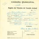 Registo de um veiculo de duas rodas tirado por um animal de espécie cavalar destinado a transporte de mercadorias em nome de Maria da Glória Amorim, moradora em Albarraque.