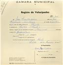 Registo de velocípede de marca Nacional, com o nº 402, em nome de José Cantadeira, morador em Faião.