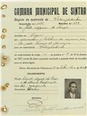 Registo de matricula de velocipedista em nome de João Miguel de Sousa, morador no Cacém, com o nº de inscrição 1039.