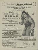 Programa do filme "Feras Sangrentas" com a participação de Dennis Morgan, Jane Wyman, Janis Paige, Bruce Bennett e Allan Hale.