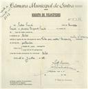 Registo de velocípede de marca Vilar com motor Cuciolo, com o nº 5338, em nome de Pietro Prendi, morador em Belas.