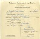 Registo de velocípede de marca Nacional, com o nº 10080, em nome de Vicente Filipe Manuel, morador em Funchal.
