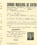 Registo de matricula de cocheiro profissional em nome de António Joaquim, morador em Sintra, com o nº de inscrição 688.