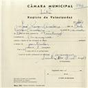 Registo de velocípede com o nº 4421, em nome de José Penas Cavaleiro, morador em Carenque.