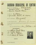Registo de matricula de velocipedista em nome de Firmino Duarte Ribeiro, morador em Dona Maria, com o nº de inscrição 1567.