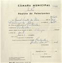 Registo de velocípede de marca Olympique, com o nº 4406, em nome de Manuel Vicente da Silva, morador em Fontanelas.
