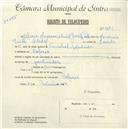 Registo de velocípede com o nº 4686, em nome de Maria América  [...] Garcez Palha, moradora em Colares.