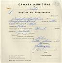 Registo de velocípede de marca Hercules, com o nº 4504, em nome de Serafim Cândido Gonçalves Garrido, morador em Colares.
