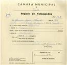 Registo de velocípede com o nº 3480, em nome de Henrique Soares Miranda, morador em Barrosa.