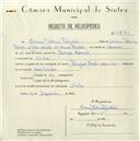 Registo de velocípede de marca Rudge com motor, com o nº 5490, em nome de Manuel Paulo Roldão, morador em Sintra.