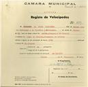 Registo de velocípede de marca Luza, com o nº 489, em nome de Norberto da Silva Rodrigues, morador em Mucifal.