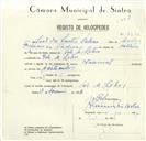 Registo de velocípede de marca Nacional, com o nº 8590, em nome de João dos Santos Pedroso, morador em Vale de Lobos.
